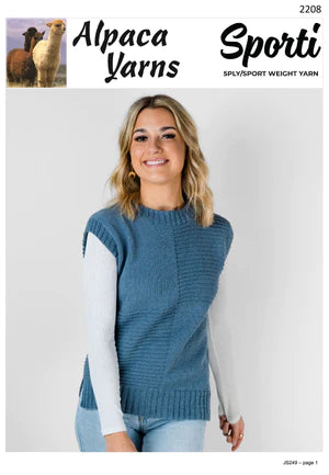 Alpaca Yarns - Knit Patterns - Women - Texture Vest 2208