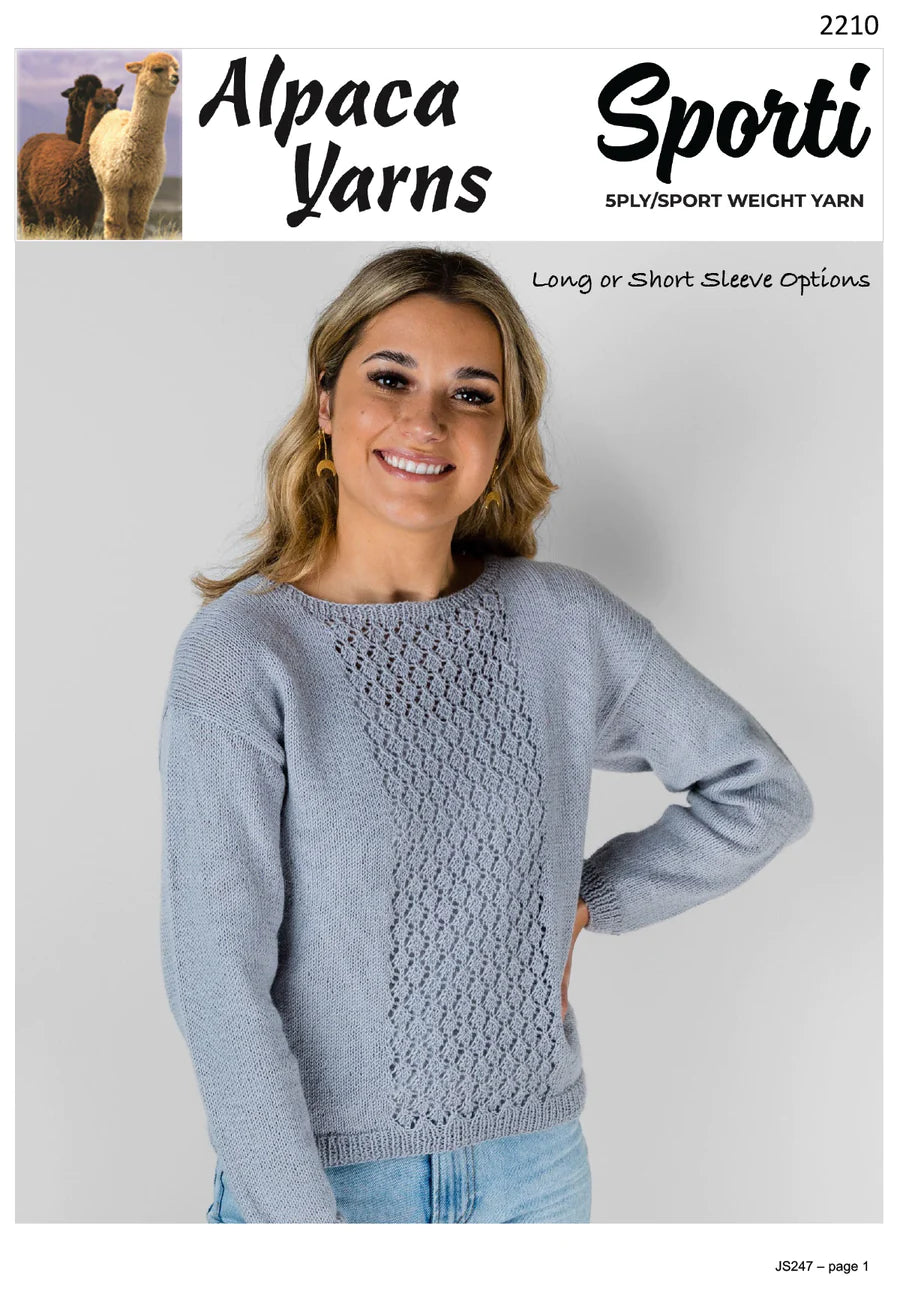 Alpaca Yarns - Knit Patterns - Women - Lace top or sweater 2210