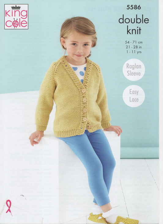King Cole - Knit pattern - 8ply - Cardigans and hat 5586