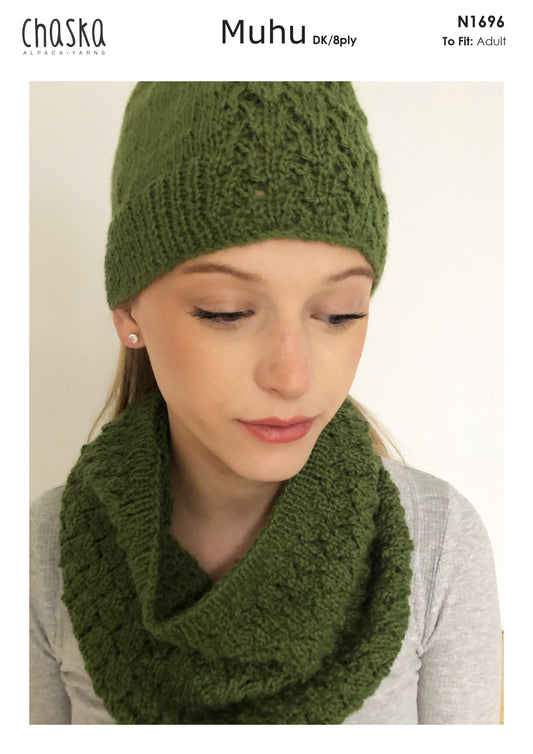 Chaska Muhu - Knit pattern - 8ply - Hat & Cowl - N1696