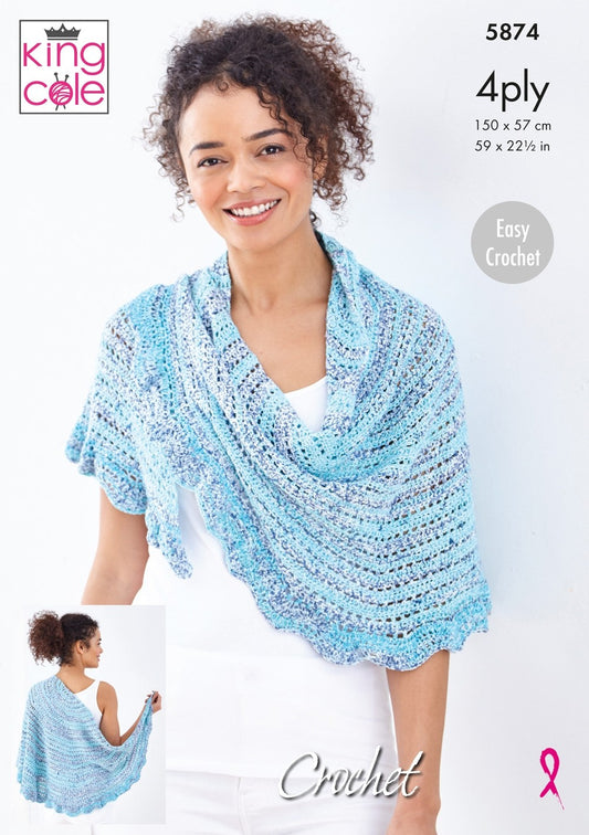 King Cole - Knit Patterns - Accessories - Crochet Shawls - 5874