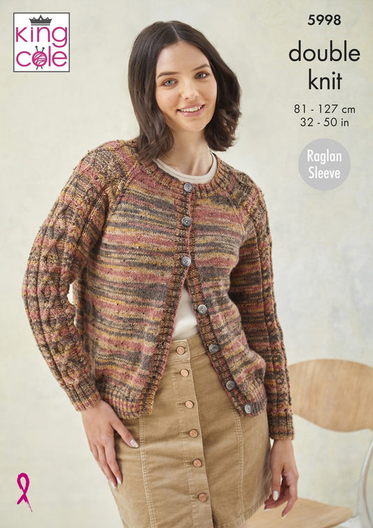 King Cole - Knit pattern - 8ply - Sweater & Cardigan - 5998