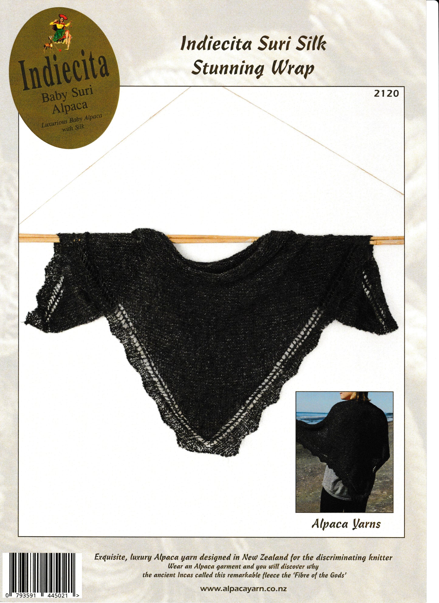 Indiecita - Knit pattern - Suri Silk Stunning Wrap 2120