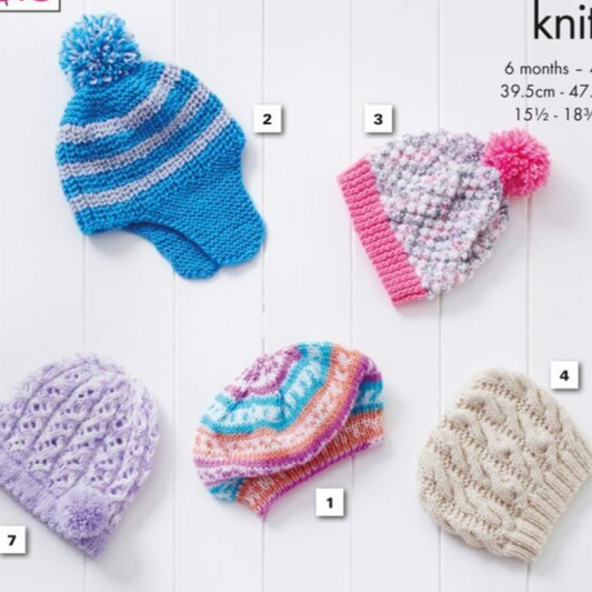 King Cole - Knit pattern - 8ply - hats - 5200