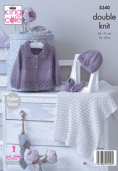 King Cole - Knit pattern - 8ply - Cardigan, blanket & beanie - 5340