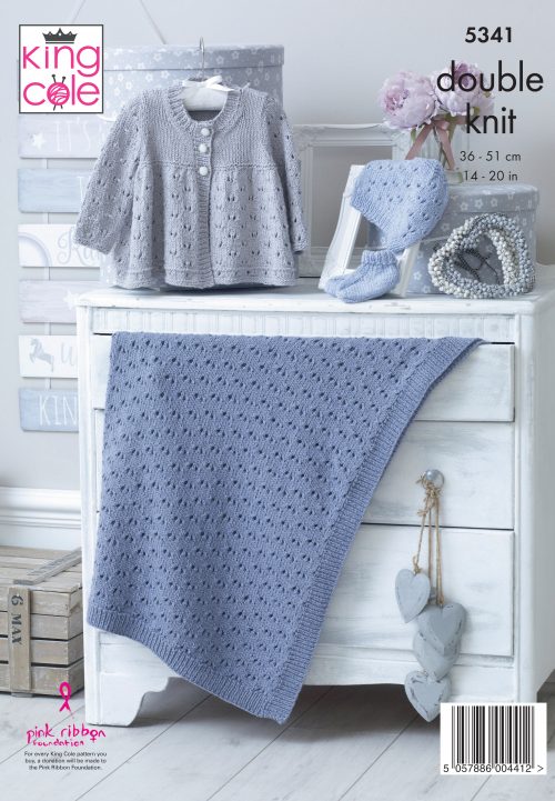 King Cole - Knit pattern - 8ply - Cardigan, blanket & beanie - 5341