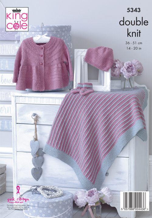 King Cole - Knit pattern - 8ply - Cardigan, blanket & beanie - 5343