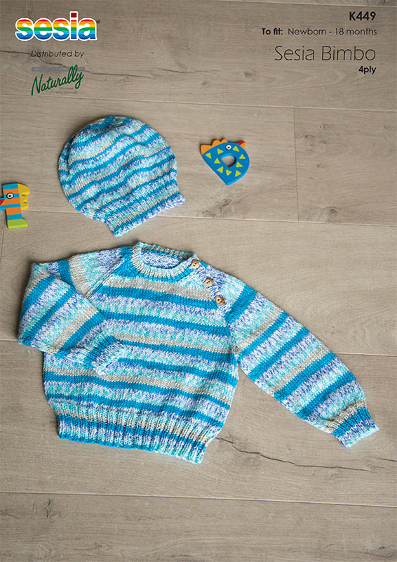 Pattern - Sesia - Newborn to 18 months - Raglan sweater & Hat K449