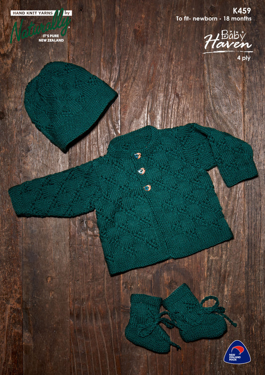 Pattern - Naturally - Newborn to 18 months - Jacket, Hat & Booties K459