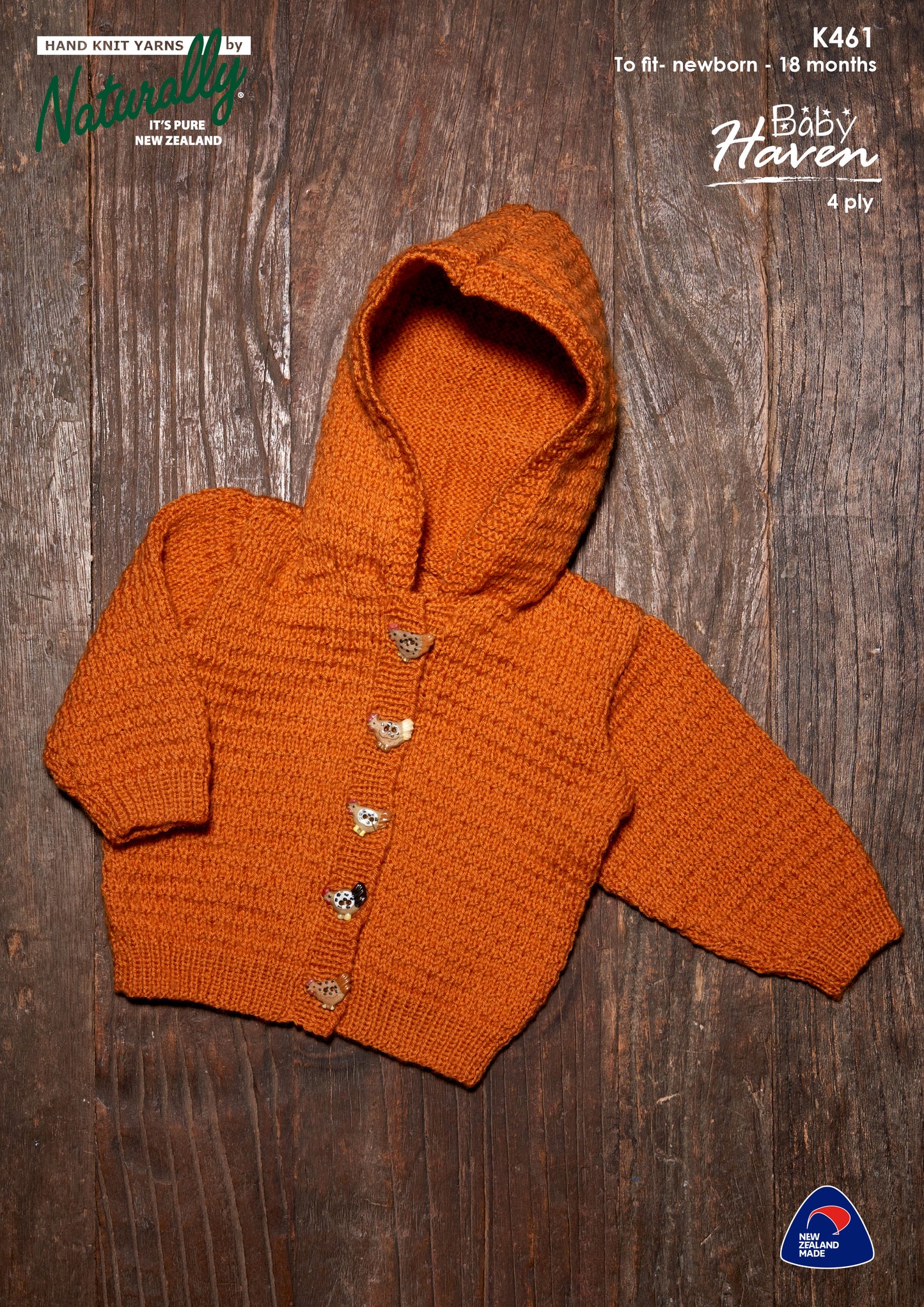 Pattern - Naturally - Newborn to 18 months - Hooded Jacket K461