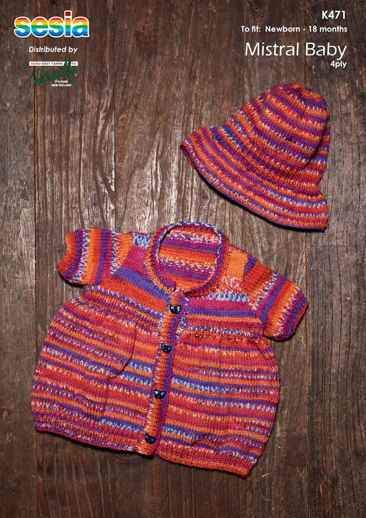 Pattern - Sesia - Newborn to 18 months - Short Sleeve Dress & Sun Hat K471