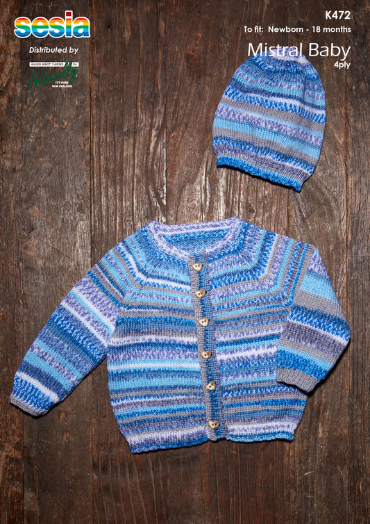 Pattern - Sesia - Newborn to 18 months - Raglan Cardi & Hat K472