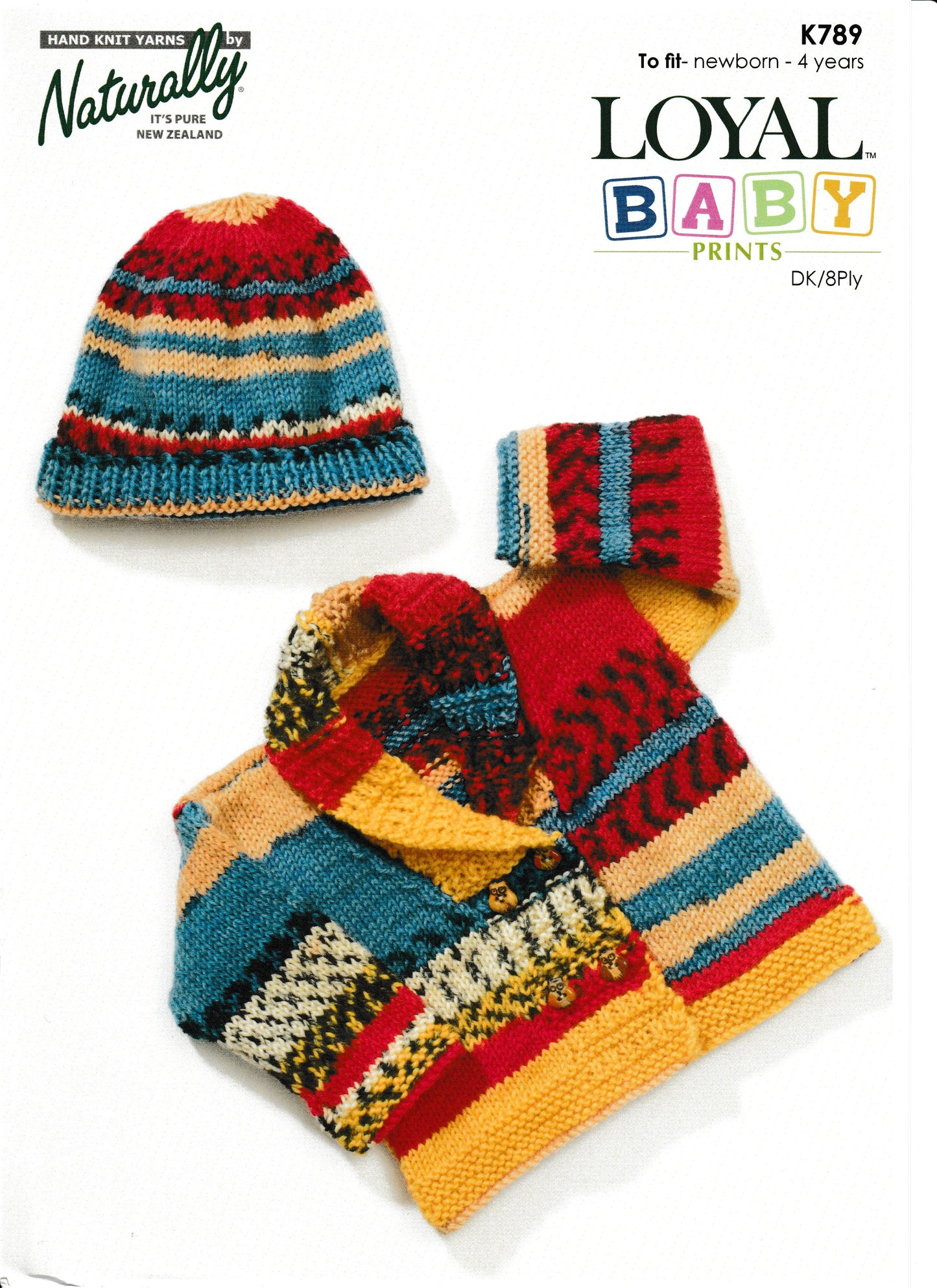 Naturally - Knit Pattern - Newborn to 4 years old - Jacket & Hat K789