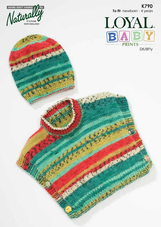 Naturally - KnitPattern - Newborn to 4 years old - Poncho & Hat K790