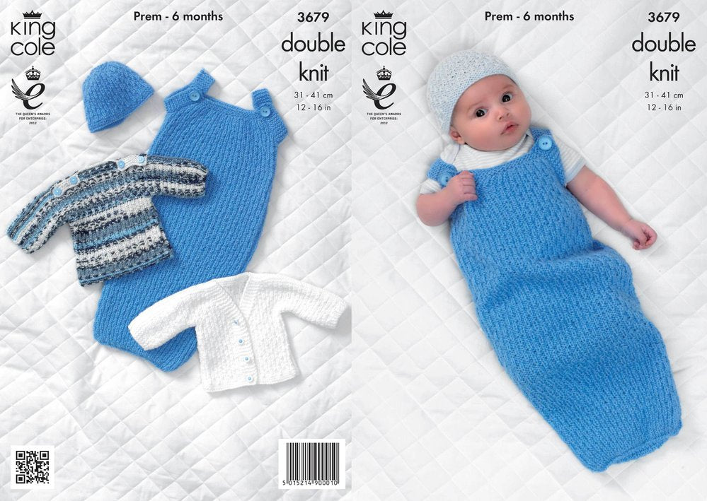 King Cole - Knit Patterns - 8Ply - Jumper, Jumpsuit, Cardigan & Beanie 3679