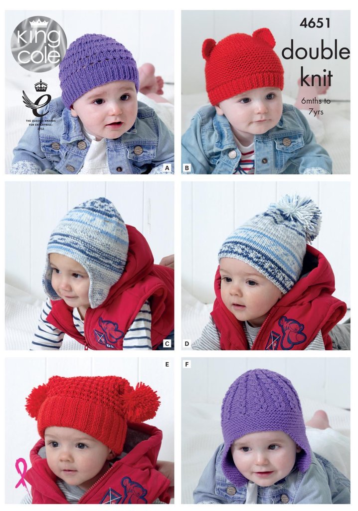 King Cole - Knit pattern - 8ply - hats - 4651