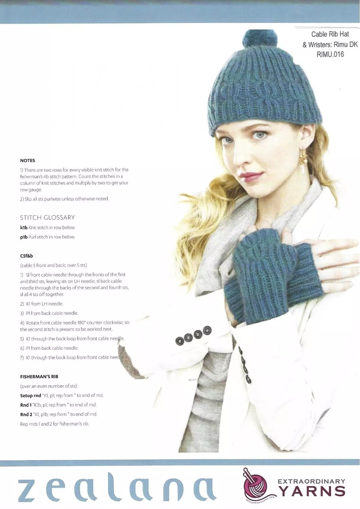 Patterns - Accessories - Cable rib hat & mitts RIMU.016