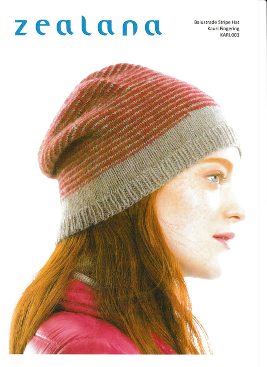 Zealana - Knit Patterns - Accessories - Balustrade Stripe Hat