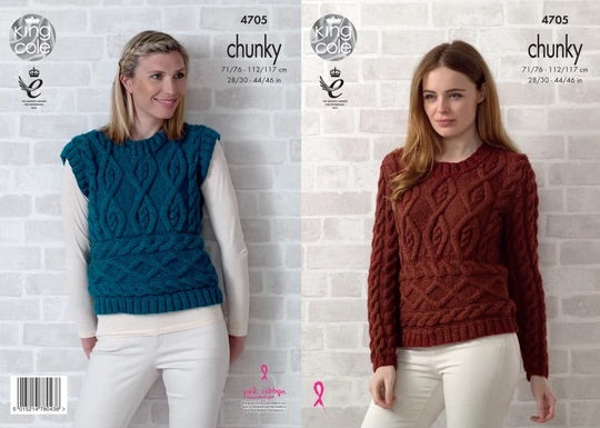 King Cole - Knit Patterns - Women - #4705 Sweater & Sleeveless Top